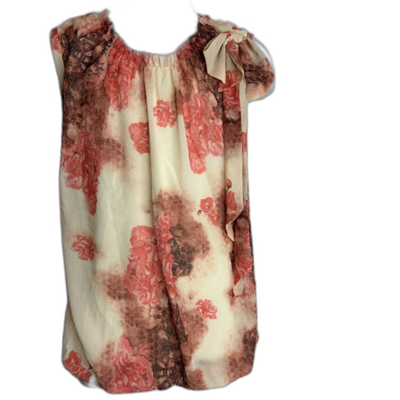 Ted Baker London Floral With Tie Sleeveless Shirt Women’s Size 3 Medium Career - Picture 1 of 8